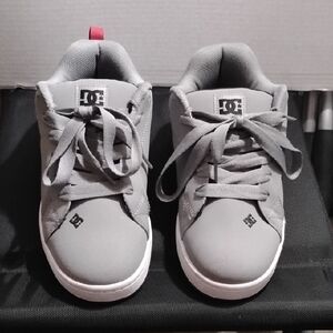 DC Adult Light Gray Sneakers with Red Accent